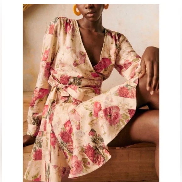 Sezane Dresses & Skirts - Sézane Solana dress in a mini floral patchwork linen blend size 38 US 6